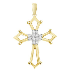 LADIES CROSS 0.05CT ROUND DIAMOND 10K YELLOW GOLD