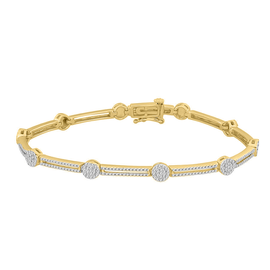 LADIES BRACELET 1.10CT ROUND DIAMOND 10K YELLOW GOLD