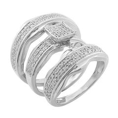 UNISEX TRIOS SET 0.45CT ROUND DIAMOND 10K WHITE GOLD