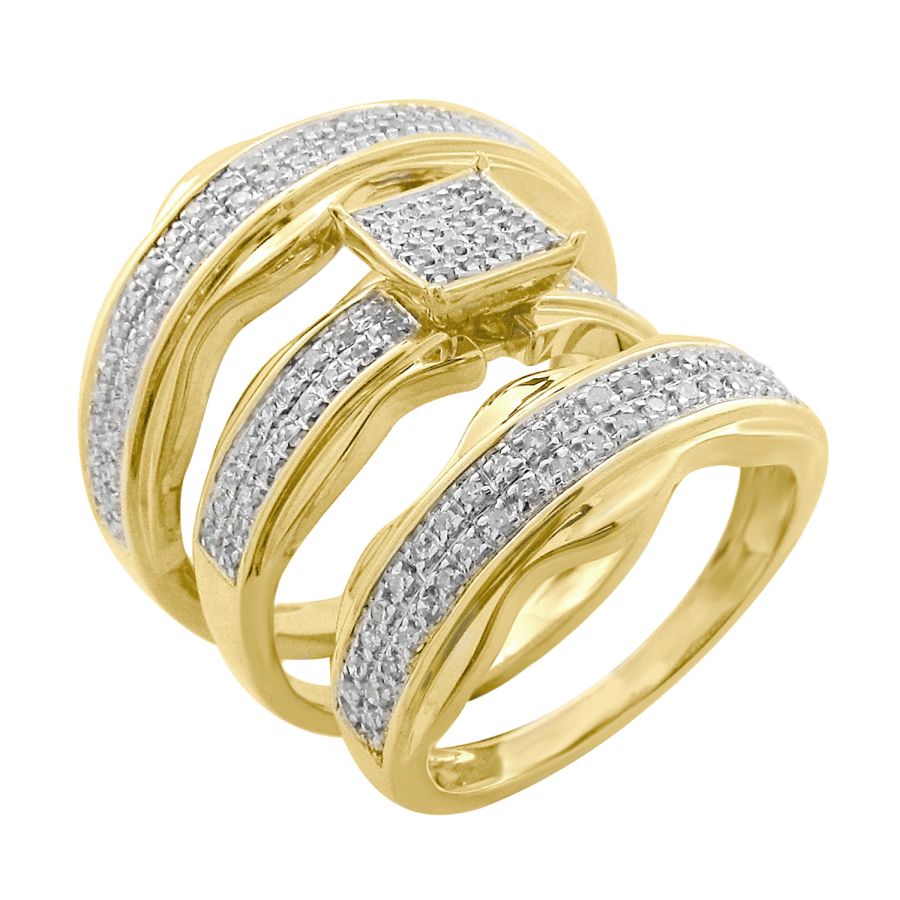 LADIES TRIOS SET 0.45CT ROUND DIAMOND 10K YELLOW GOLD