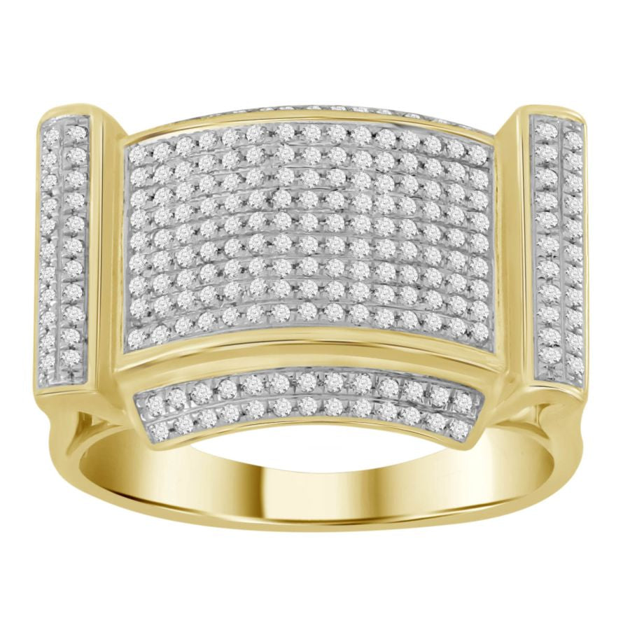 MEN'S RING 0.70CT ROUND DIAMOND 10K YELLOW GOLD