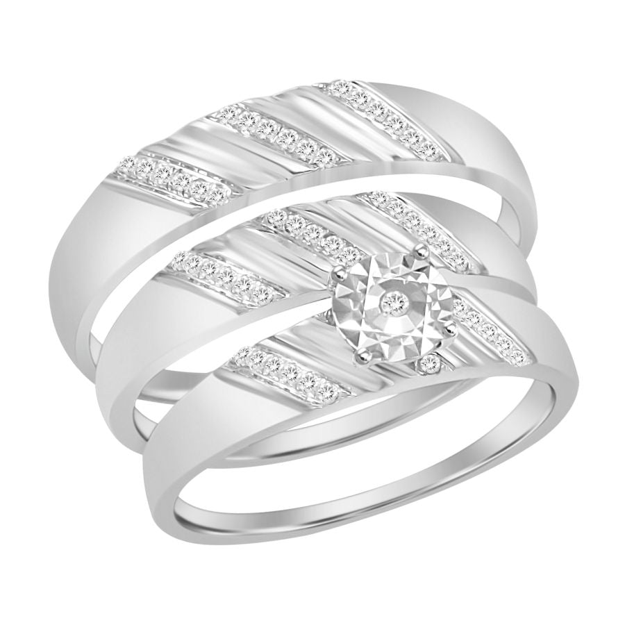 TRIOS SET 0.15CT ROUND DIAMOND 14K WHITE GOLD