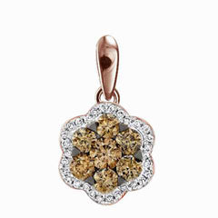 LADIES PENDANT WITH CHAIN 0.15CT ROUND DARK BROWN DIAMOND 10K ROSE GOLD