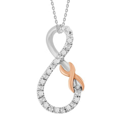 LADIES PENDANT 0.04CT ROUND DIAMOND 10K/SS WHITE/ROSE GOLD/STERLING SILVER