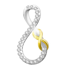 LADIES PENDANT 0.04CT ROUND DIAMOND 10K/SS YELLOW GOLD/STERLING SILVER