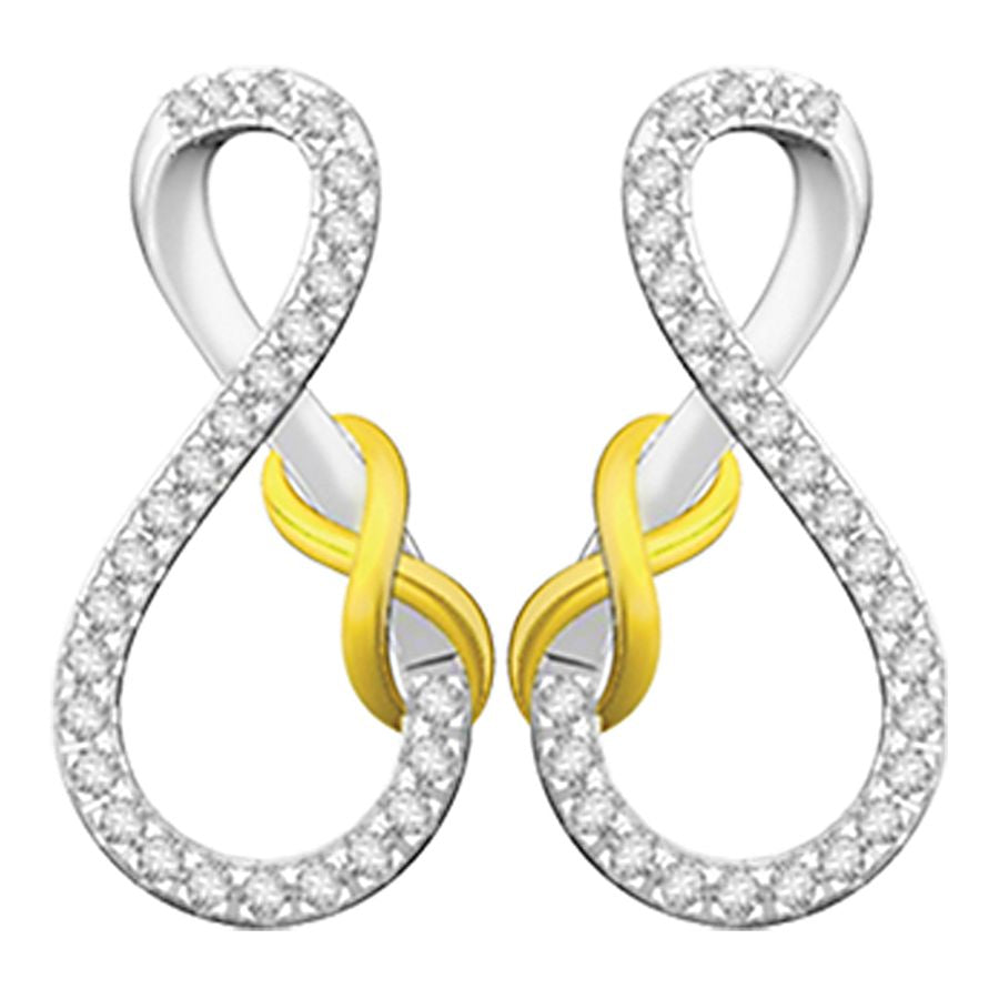 LADIES EARRINGS 0.07CT ROUND DIAMOND 10K/SS YELLOW GOLD/STERLING SILVER