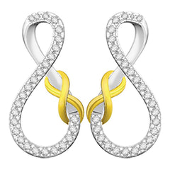 LADIES EARRINGS 0.07CT ROUND DIAMOND 10K/SS YELLOW GOLD/STERLING SILVER