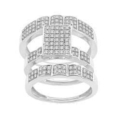 UNISEX TRIOS SET 0.80CT ROUND DIAMOND 10K WHITE GOLD