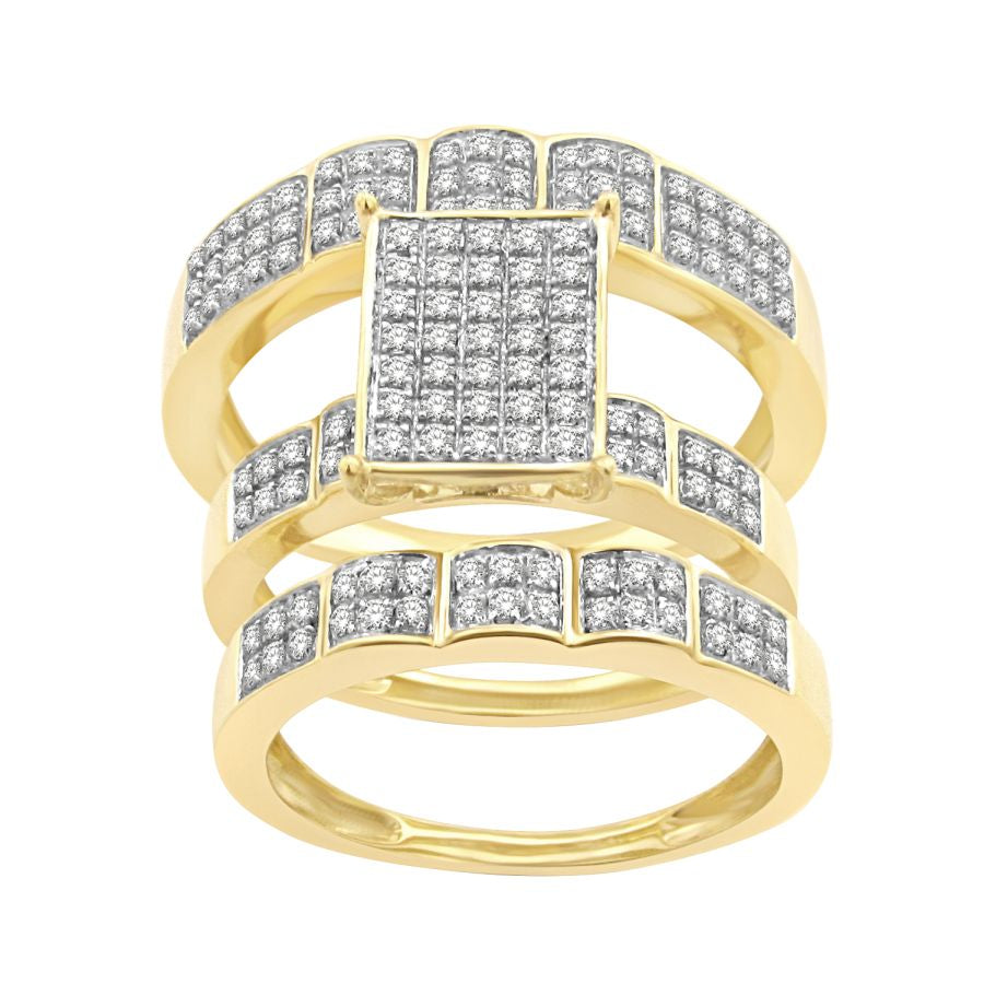 LADIES TRIOS SET 0.80CT ROUND DIAMOND 10K YELLOW GOLD