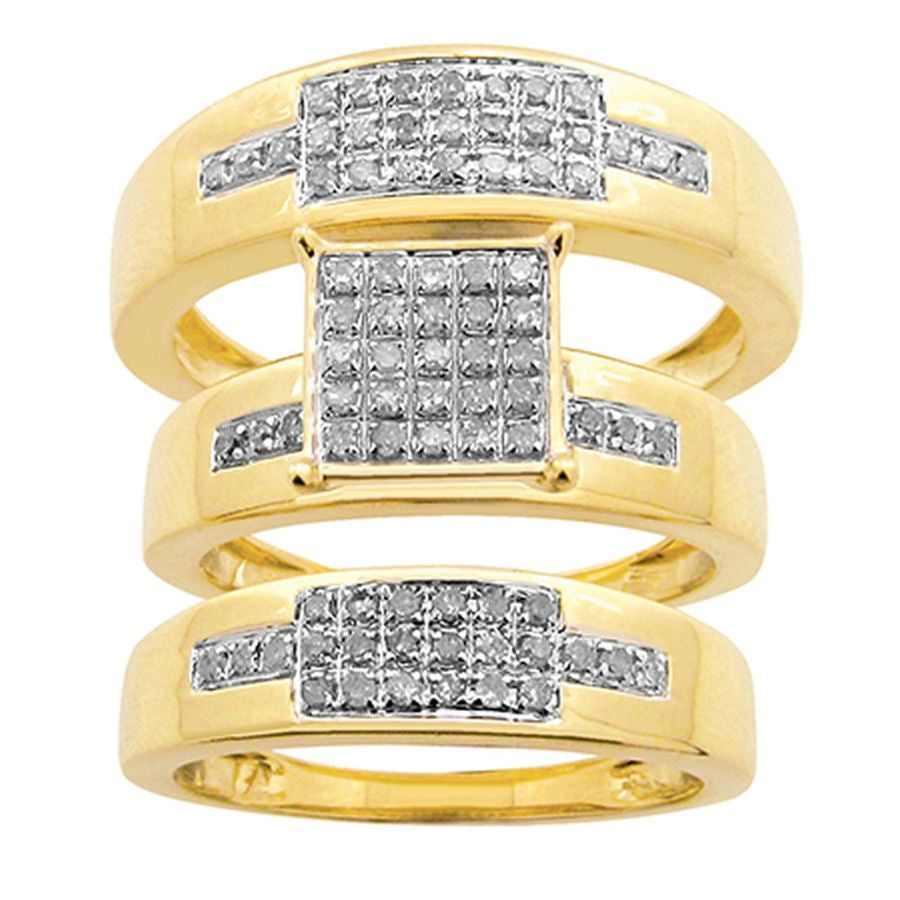 LADIES TRIOS SET 0.50CT ROUND DIAMOND 10K WHITE GOLD