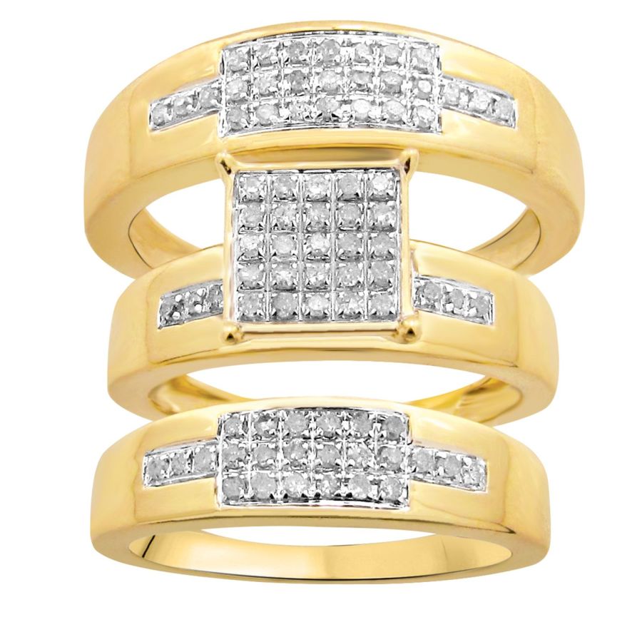 LADIES TRIOS SET 0.50CT ROUND DIAMOND 10K YELLOW GOLD