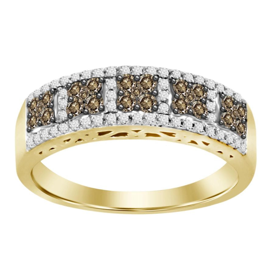 LADIES BAND 0.55CT ROUND DARK BROWN DIAMOND 10K YELLOW GOLD