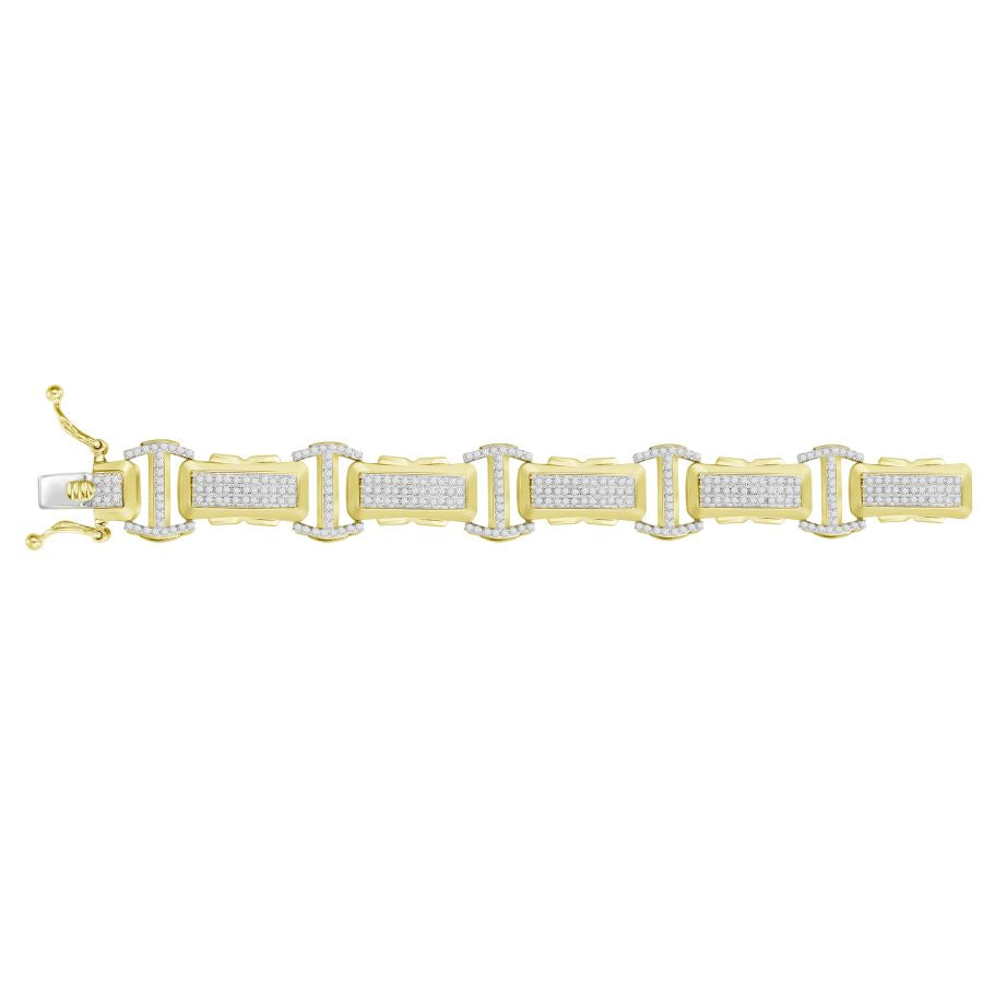 MEN'S BRACELET 2.25CT ROUND DIAMOND 10K YELLOW GOLD