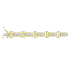 MEN'S BRACELET 2.25CT ROUND DIAMOND 10K YELLOW GOLD