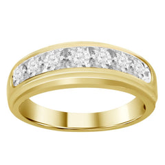 MEN'S BAND 1.00CT ROUND DIAMOND 14K YELLOW GOLD