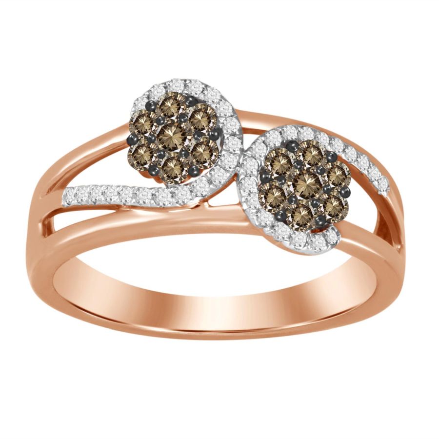 LADIES RING 0.40CT ROUND DARK BROWN DIAMOND 10K ROSE GOLD