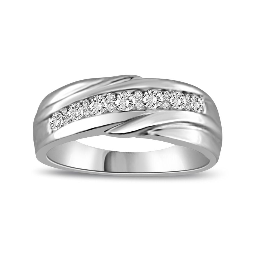 MEN'S BAND 0.50CT ROUND DIAMOND 10K WHITE GOLD