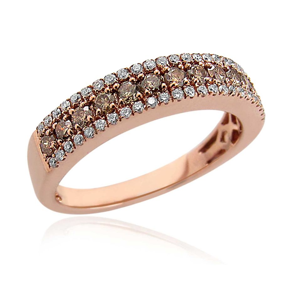 LADIES BAND 0.50CT ROUND DARK BROWN DIAMOND 10K ROSE GOLD