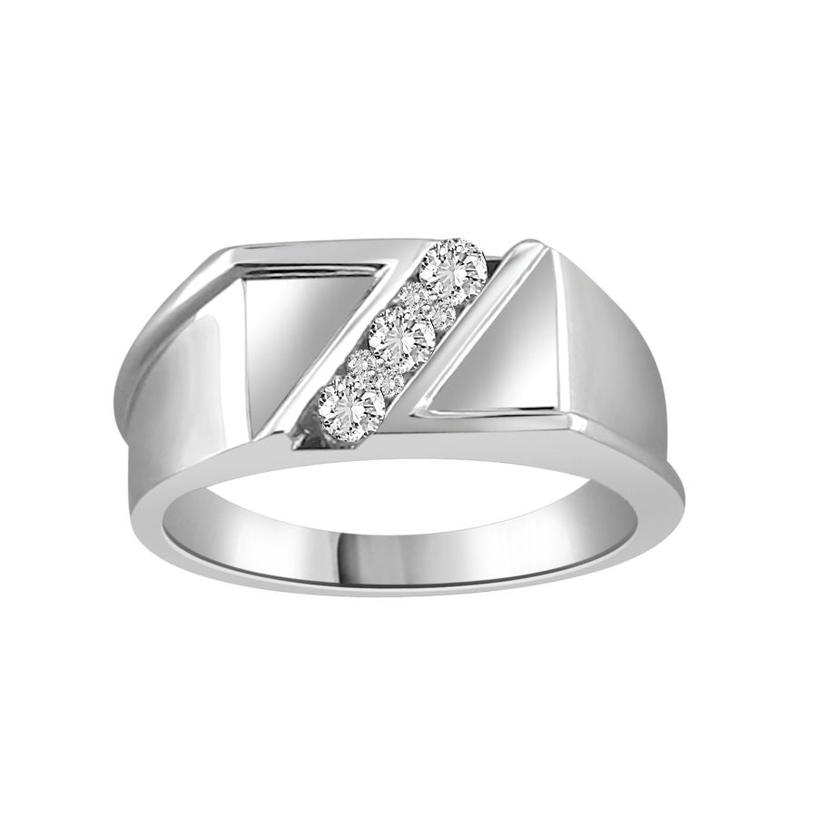 MEN'S BAND 0.30CT ROUND DIAMOND 10K WHITE GOLD