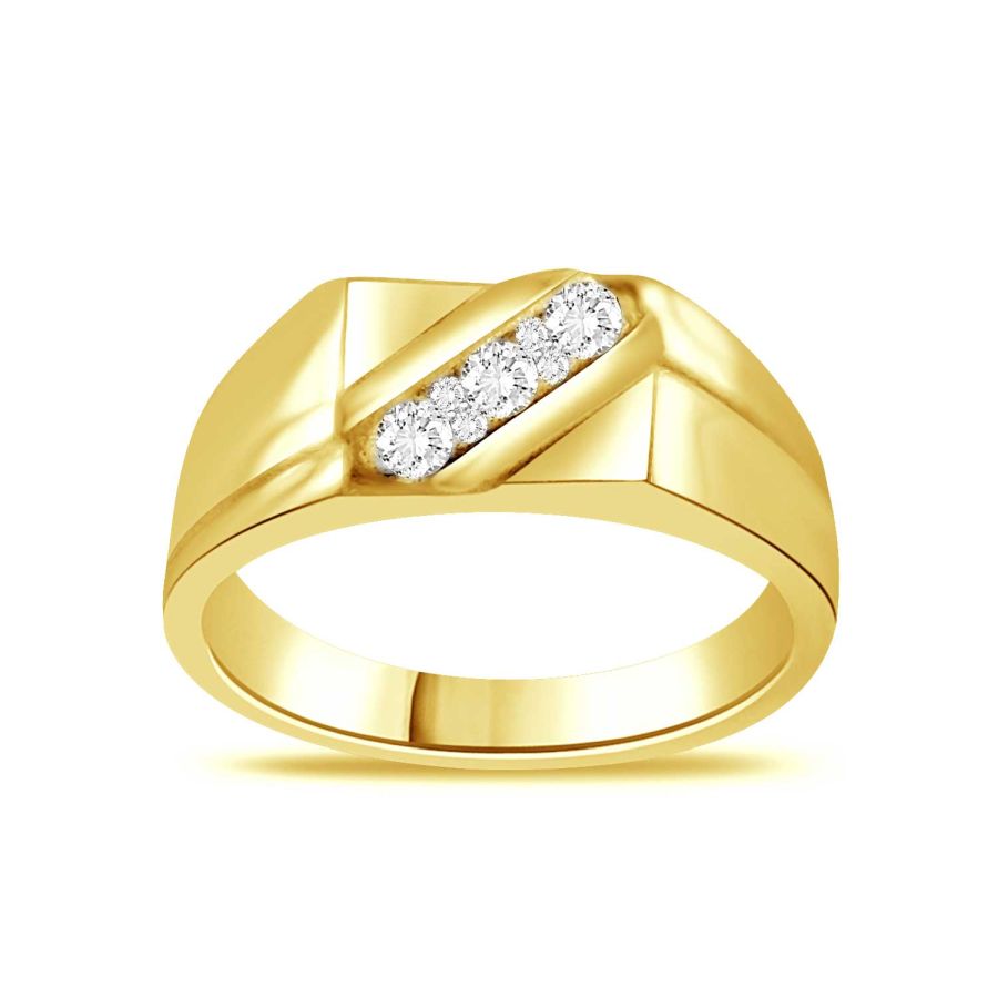 MEN'S BAND 0.25CT ROUND DIAMOND 10K YELLOW GOLD