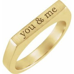 Gold Bar Ring 3mm Stackable / Engravable