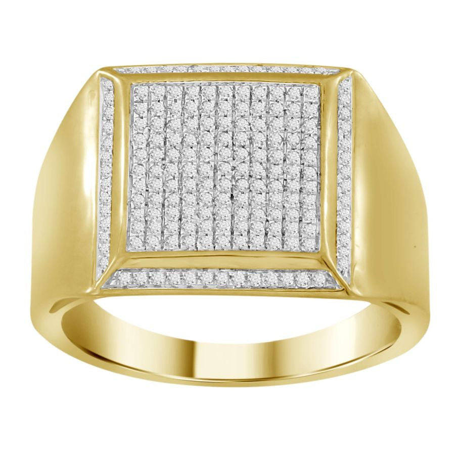 MEN'S RING 0.50CT ROUND DIAMOND 10K YELLOW GOLD