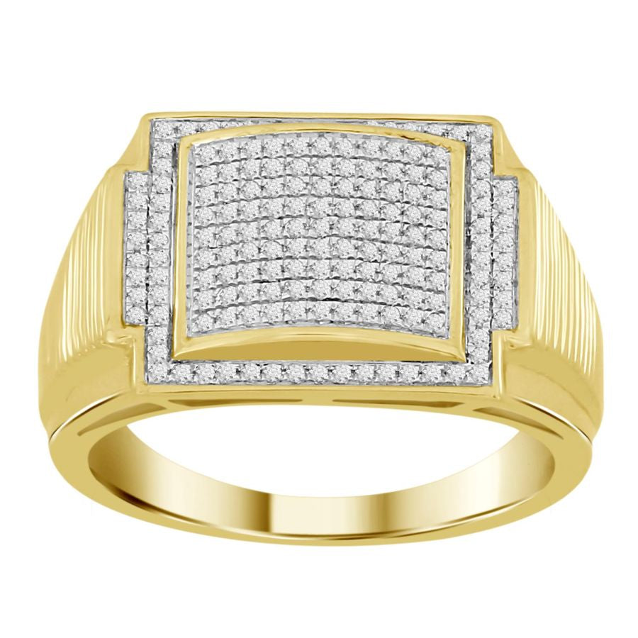 MEN'S RING 0.50CT ROUND DIAMOND 10K YELLOW GOLD