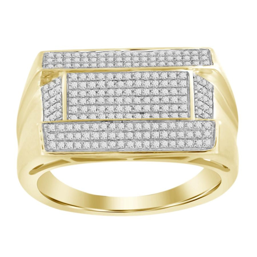 MEN'S RING 0.60CT ROUND DIAMOND 10K YELLOW GOLD