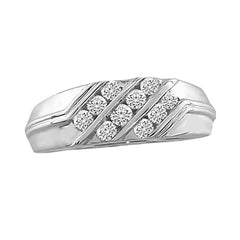 MEN'S RING 0.55CT ROUND DIAMOND 10K WHITE GOLD