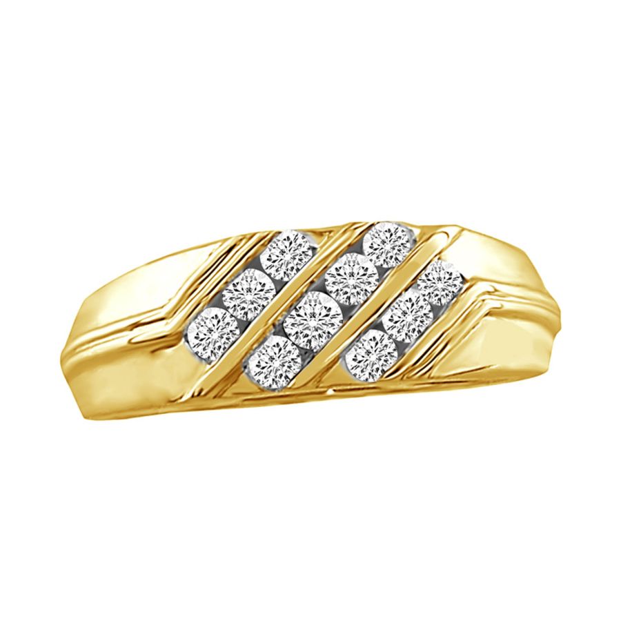 MEN'S BAND 0.55CT ROUND DIAMOND 10K YELLOW GOLD