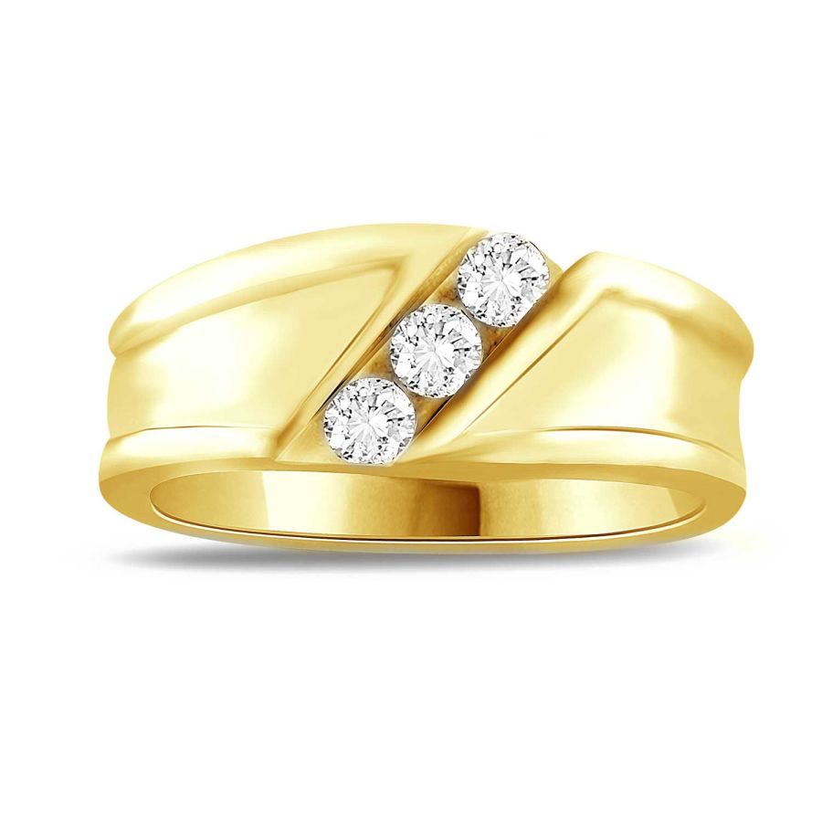 MEN'S BAND 0.25CT ROUND DIAMOND 10K YELLOW GOLD