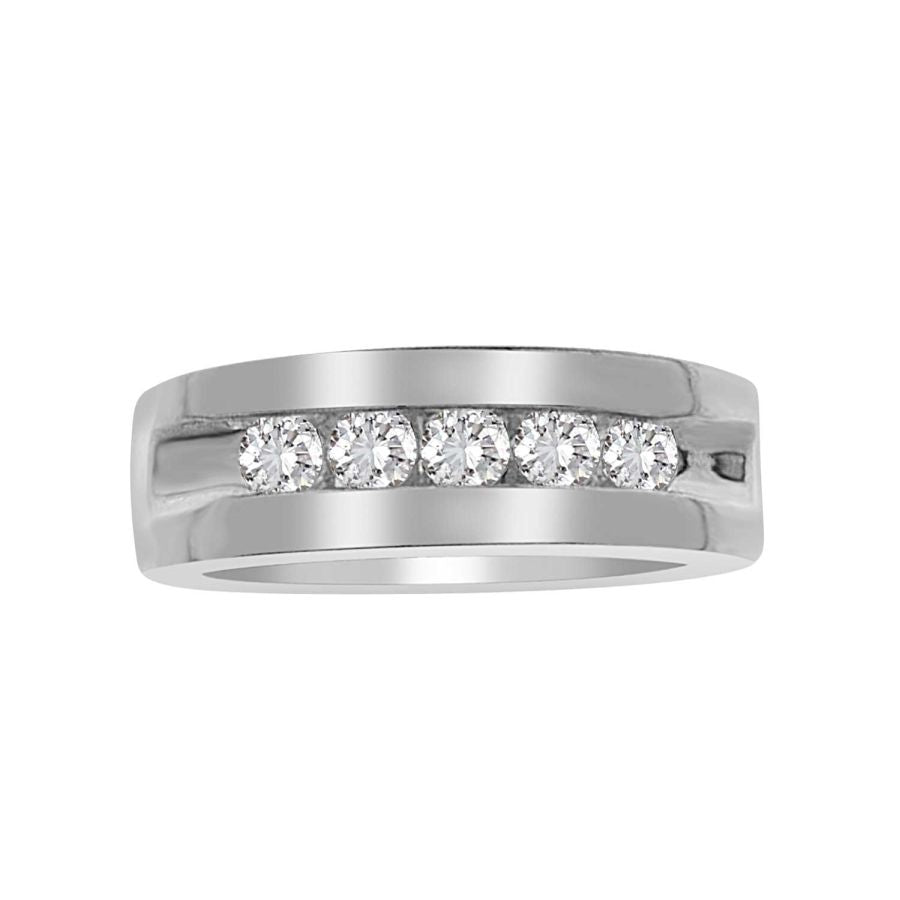 MEN'S BAND 0.55CT ROUND DIAMOND 14K WHITE GOLD