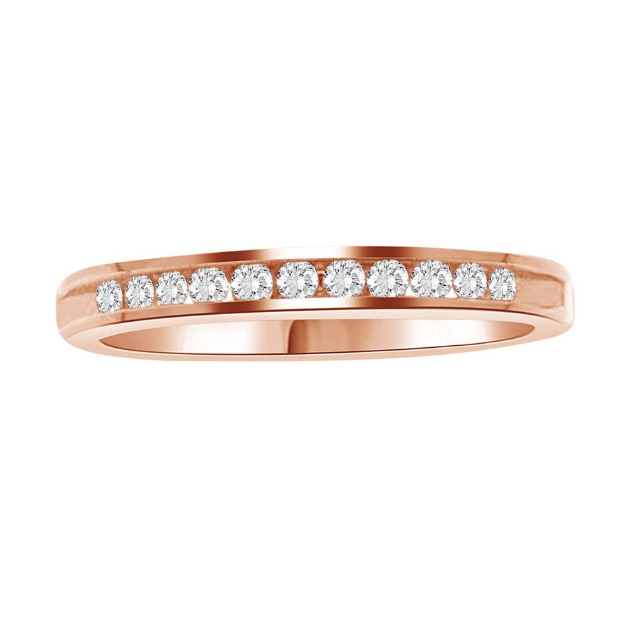 LADIES BAND 0.25CT ROUND DIAMOND 14K ROSE GOLD