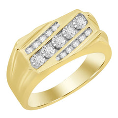 FANUK MEN'S RING 0.20CT ROUND DIAMOND 10K YELLOW GOLD