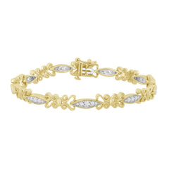 LADIES BRACELET 1.00CT ROUND DIAMOND 10K/SS YELLOW GOLD/STERLING SILVER