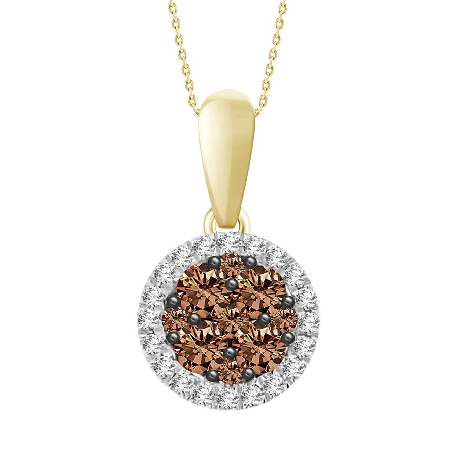 LADIES PENDANT 0.25CT ROUND DIAMOND 10K YELLOW GOLD