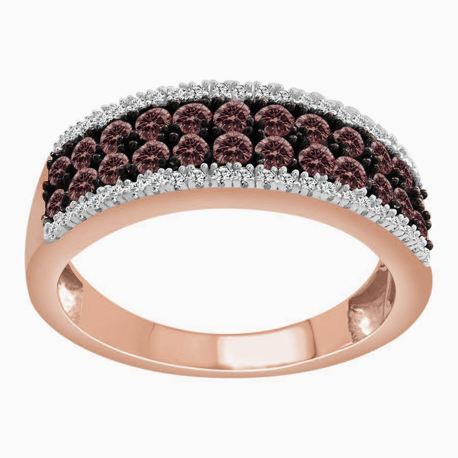 LADIES BAND 0.75CT ROUND DARK BROWN DIAMOND 10K ROSE GOLD