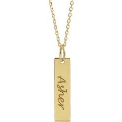 14kt Engravable Bar Pendant