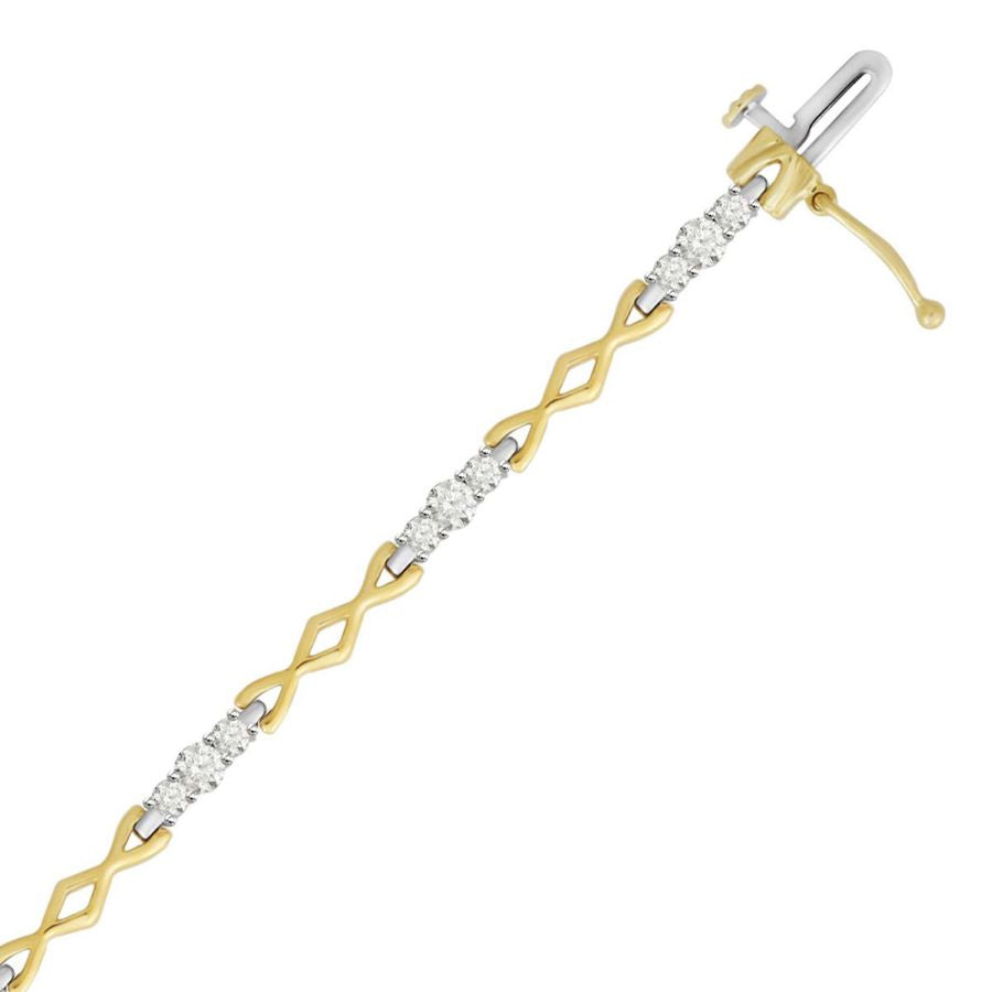 LADIES BRACELET 1.15CT ROUND DIAMOND 10K YELLOW GOLD