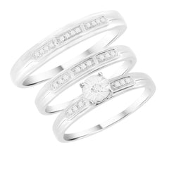 TRIOS SET 0.10CT ROUND DIAMOND 10K WHITE GOLD