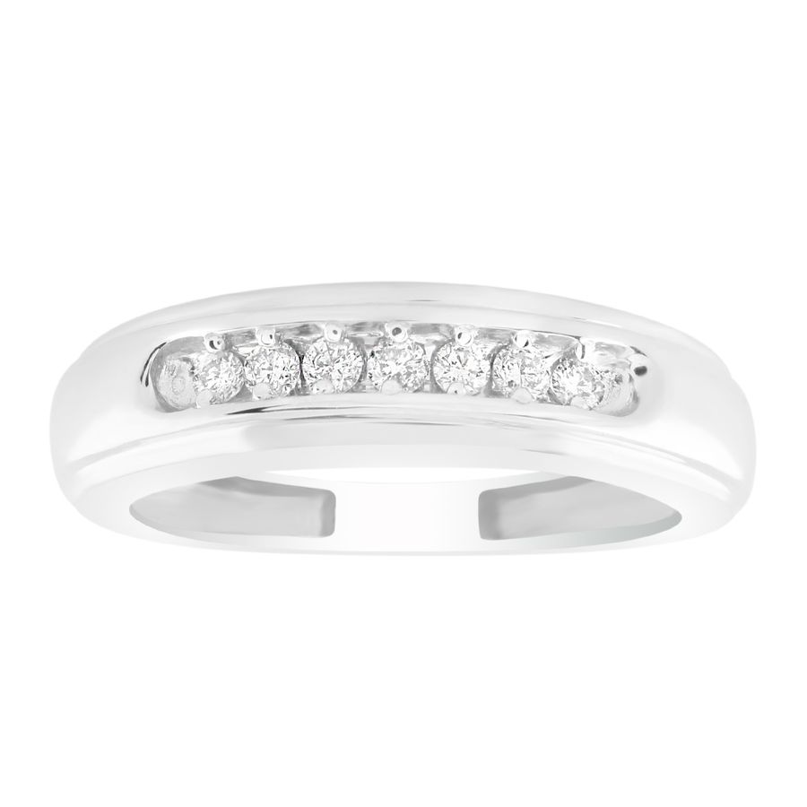 MEN'S BAND 0.15CT ROUND DIAMOND 14K WHITE GOLD