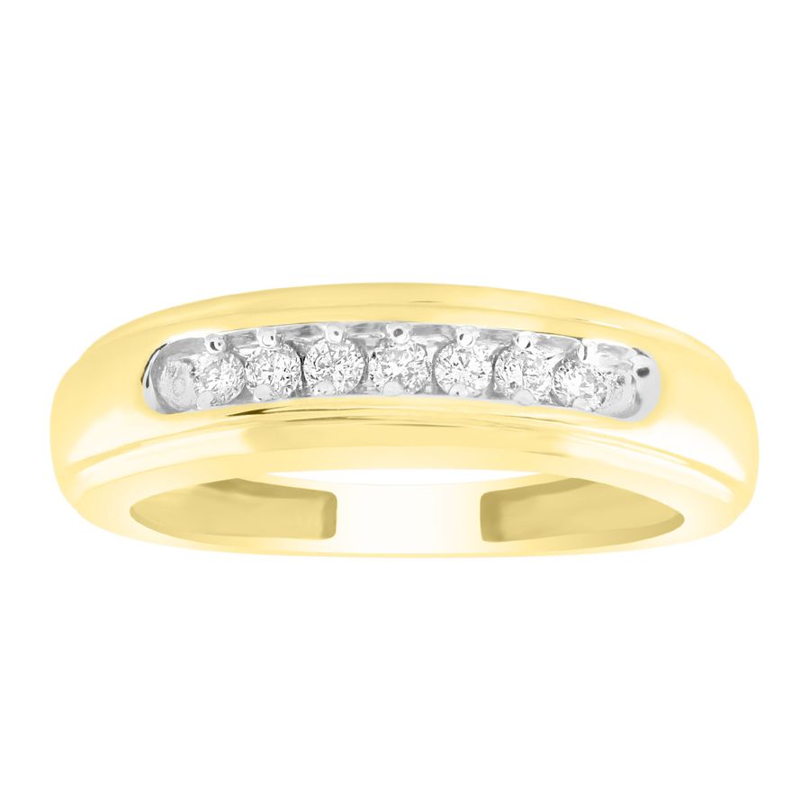 MEN'S BAND 0.15CT ROUND DIAMOND 14K YELLOW GOLD (SI QUALITY)