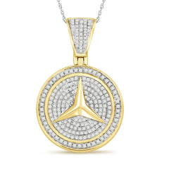 MEN'S CHARM PENDANT 0.35CT ROUND DIAMOND 10K YELLOW GOLD