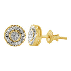 LADIES STUD EARRINGS 0.15CT ROUND DIAMOND 10K YELLOW GOLD