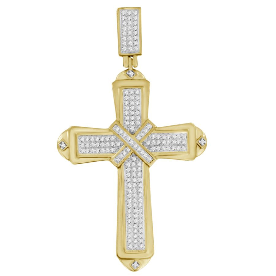 MEN'S CROSS 0.50CT ROUND DIAMOND 10K YELLOW GOLD