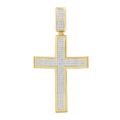 MEN'S CROSS 0.50CT ROUND DIAMOND 10K YELLOW GOLD