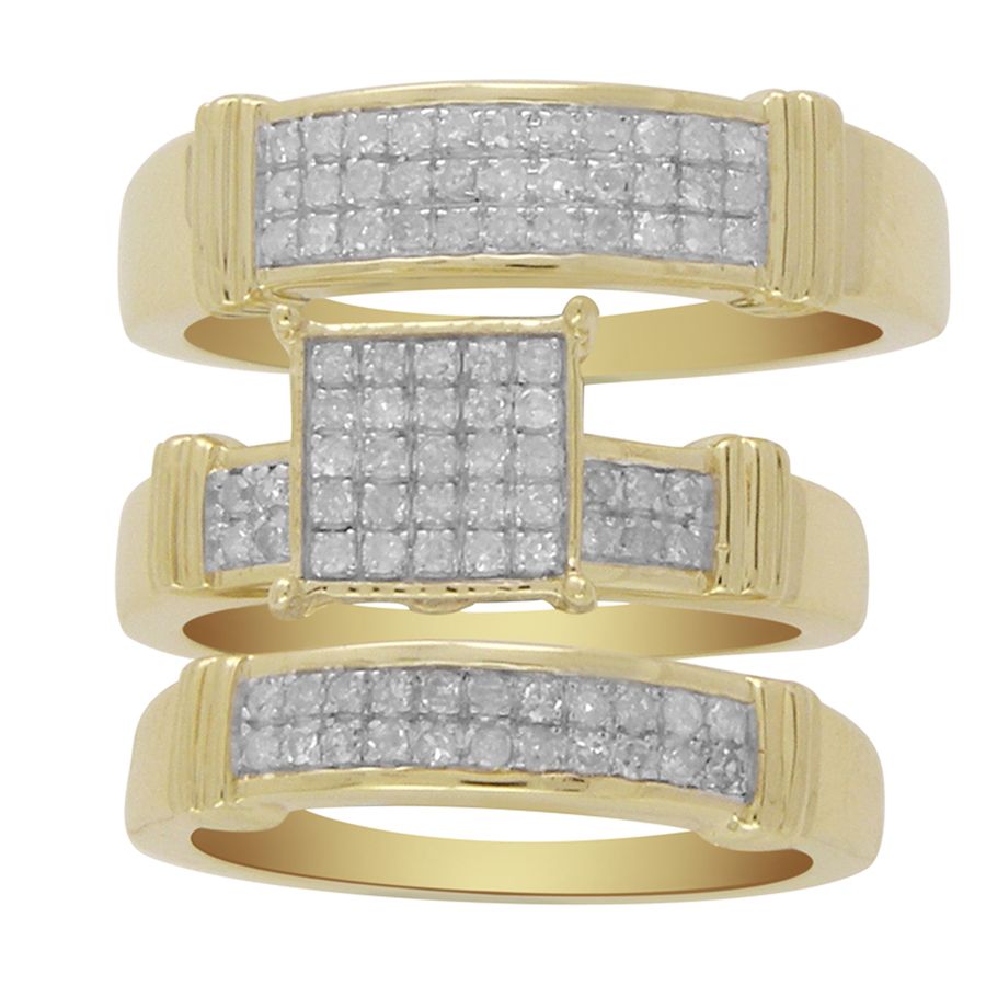 LADIES TRIOS SET 0.50CT ROUND DIAMOND 10K YELLOW GOLD