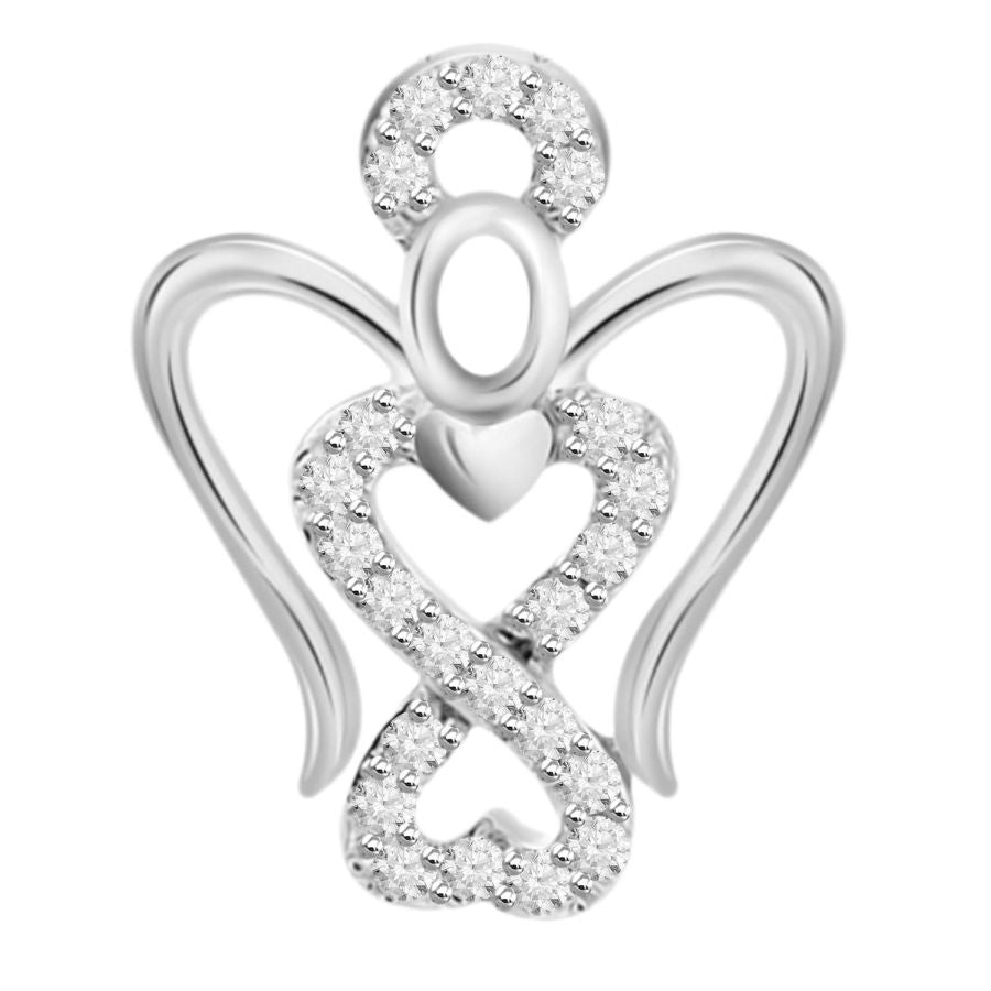 LADIES PENDANT 0.10CT ROUND DIAMOND 10K WHITE GOLD