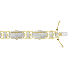 MEN'S BRACELET 2.25CT ROUND DIAMOND 10K YELLOW GOLD