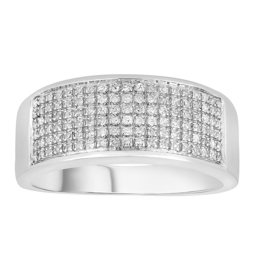 MEN'S RING 0.35CT ROUND DIAMOND 10K WHITE GOLD